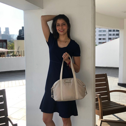 Bolsa Beige De Nylon Impermeable Hombro Y Crossbody Ismo