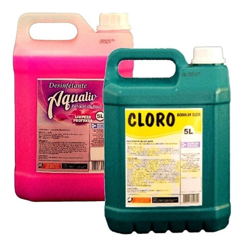 Kit Cloro Aqualiv E Desinfetante Aroma De Pétala De Rosa 5l