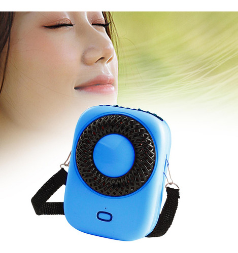 El Ventilador De Cuello Colgante Refresca Azul 8.5x4x11.5cm