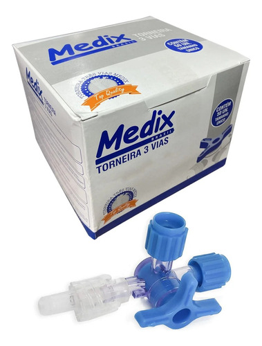 Torneira Torneirinha 3 Vias Luer Slip Caixa Com 50 Medix