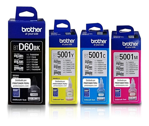 Tinta Brother Bt5001 + Bt-d60bk Por Juego De Los 4 Colores