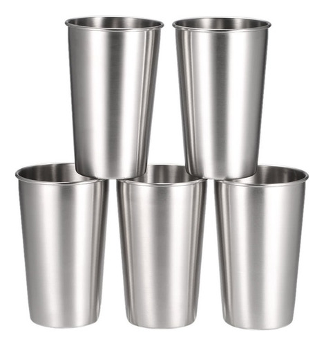 Jugo 5 Pcs Acero Inoxidable Pint Copas Vaso De Cerveza Taza