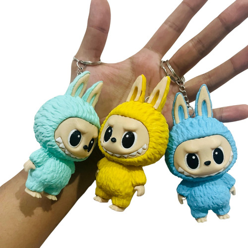 3 Llaveros Plástico Estilo Labubu Themonsters Color Sorpresa Sorpresa