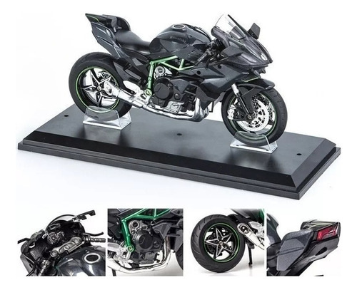 Kawasaki H2r Miniatura Moto Metálica Con Luz Y Sonido 1:12 )