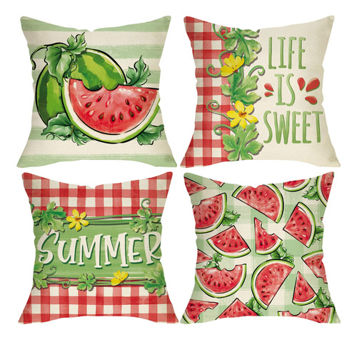 Fjfz Summer Watermelon Decorative Throw Pillow Covers 18 X .