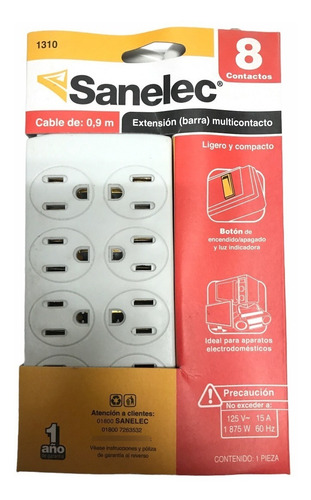 Multicontacto 8 Entradas Con Luz Indicadora Sanelec 1310