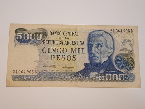 Billete De 5000 Pesos Argentinos Serie B Bottero 2474 Lopez