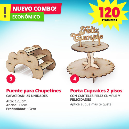 Imagen 3 de 10 de Candy Bar Fibrofacil 120 Productos Mdf Candybar Fibrofacil