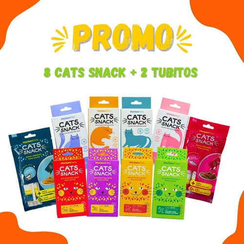 Imagen 1 de 10 de Pack 8 Galletas Catsnack + 2 Tubitos Cremosos Para Gato