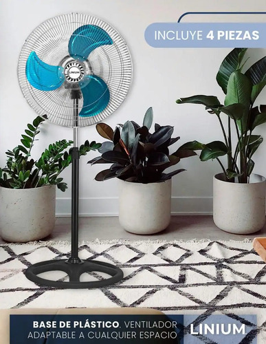 Ventilador 3 En 1 18 Pulgadas 110 V 45.72 Cm Negro Azul Aluminio 3