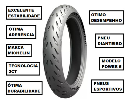 Pneu 418 Michelin Dianteiro 120/70-17 Power 5 Monter 821