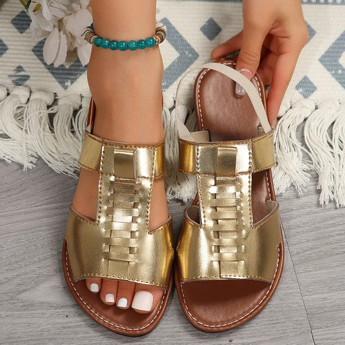 Sandalias De Mujer Con Punta Abierta Y Parte Inferior Plana