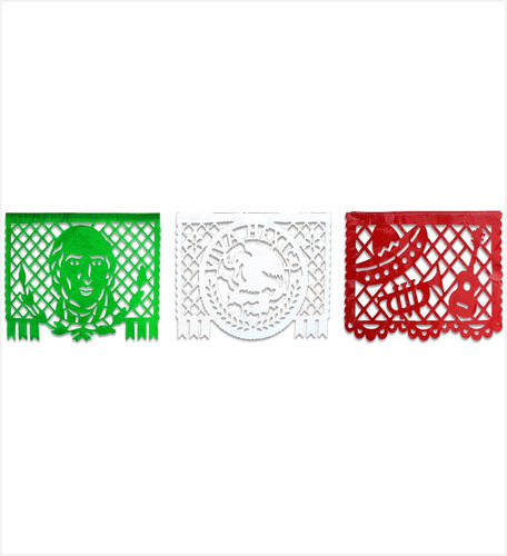 Decoración Enramada Viva México Tricolor 1/4 Papel 10 Tiras