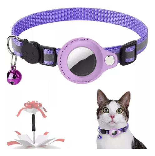 Collar Reflectante Porta Airtag Con Campana Para Gato