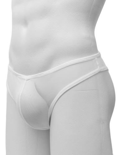 Bikini Cachetero Hombre Blanco Translucido