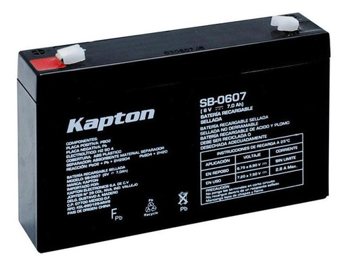 Bateria Recargable Acido Sellada 6v 7ah Kapton Sb-0607