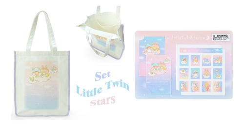 Little Twin Stars Set Escolar Tote Multiusos Stickers Sanrio