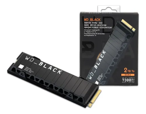 Ssd Wd Black Sn850x 2tb Nvme M.2 2280 Dissipador Wds200t2xhe Preto
