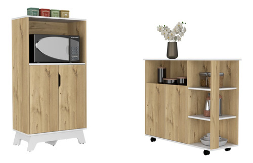 Meson Cocina + Mueble Microo - Bicolor Duna/blanco