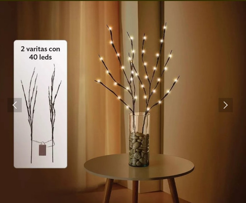 Luz Led De Rama Decoración 2 Varitas 40 Luces Decorativas