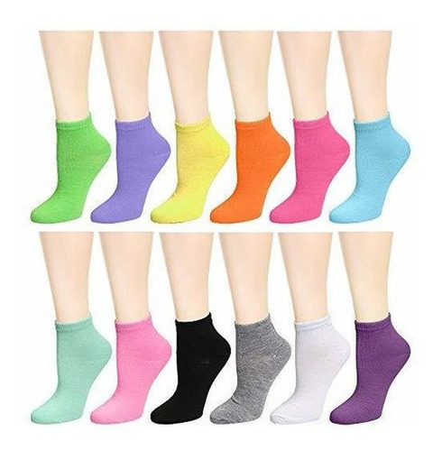 Paquete De 12 Calcetines Para Mujer Varios Colores Tamaño 9