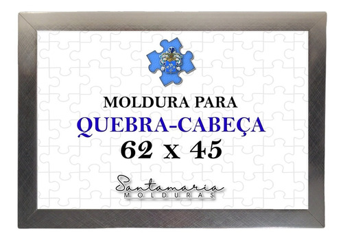 Moldura 62x45 P/ Quebra Cabeça Grow 1000 Peças Prateado