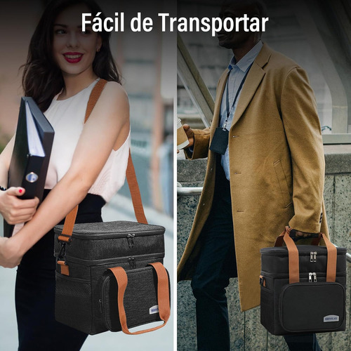 Bolsa De Almuerzo, 14l Doble Capa, Bolsa De Almuerzo Aislante Con Correa Ajustable Reutilizable, Tela Oxford, Resistente Al Roho, Función De Aislamiento De Gran Capacidad Portátil, 14l (negro)