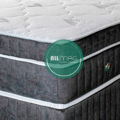 Cama Box Queen Colchão D45 Magnético Massageador Cabeceira Cinza Escuro Cabeceira Cinza