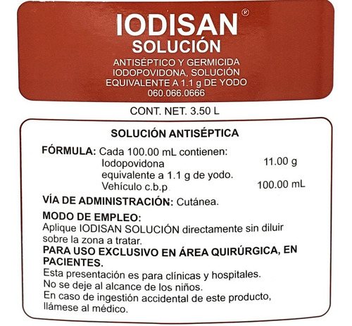 Isodine Solución 3.5 Litros Caja C/4 Iodopovidona