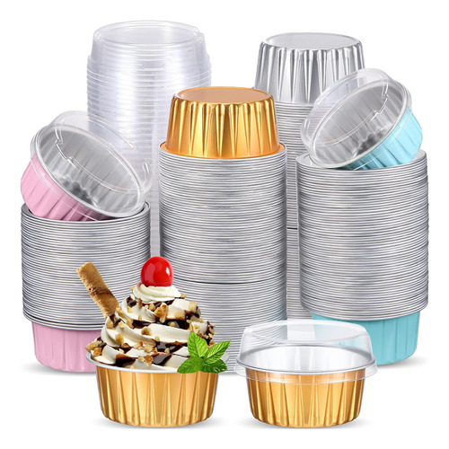 150 Forros Para Cupcakes Con Tapas, Papel De Aluminio De 5 O