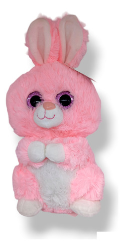 Conejo Conejito Pascua Ojitos Brillosos Peluche 35cm Rosa 