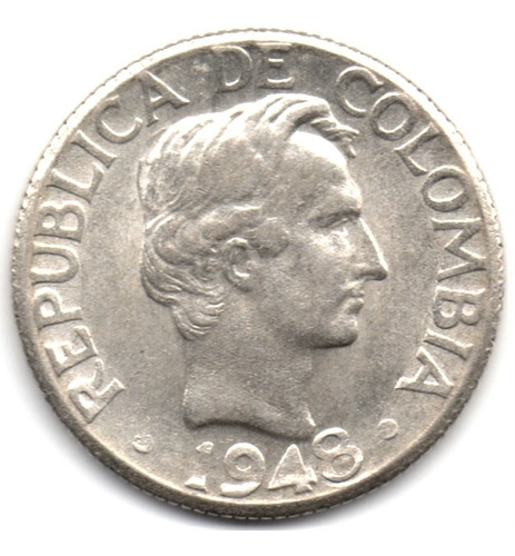 10 Centavos 1948 Bogotá Plata 0,500