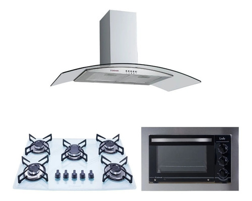 Kit Coifa 90 + Forno Embutir + Cooktop 5b Branc Frete Grátis