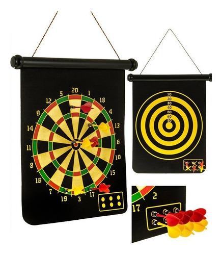 Juego Set Tiro Al Blanco Grande Magnético 45x36cm Y 6 Dardos