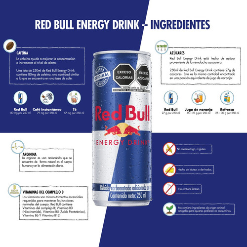 Red Bull Bebida Energética, Energy Drink, 250 Ml, 24 Latas