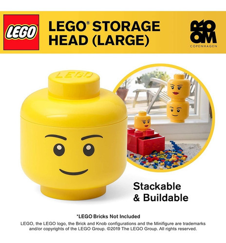 Lego Storage, Cabeza Grande Para Apilar Compatible- Niño Cantidad De Piezas 2