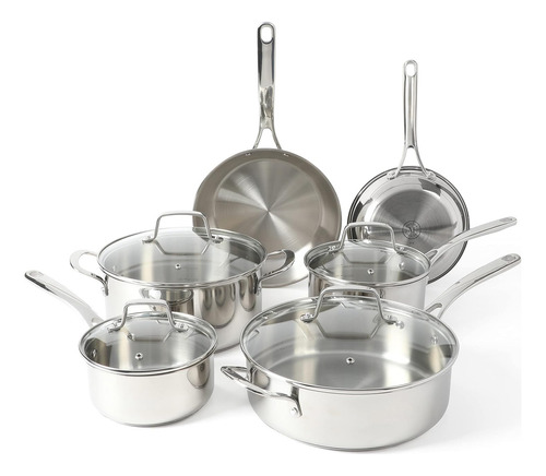 Set De Ollas Y Sartenes Martha Stewart, Acero Inox, X10 Pzs