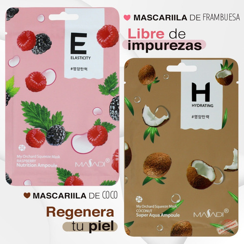 Imagen 4 de 7 de Mascarilla Facial Frutal Hidratante De Tela Cuidado Piel