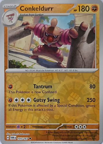 Pokemon Tcg Conkeldurr 105/167 Reverse