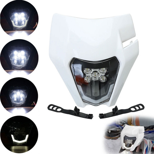 Faro Motocicleta De Led Carcasa Blanco Para Ktm Exc Mx Sx Xc