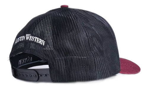 Boné Austin Western Snapback Em Tela Bordo E Preto