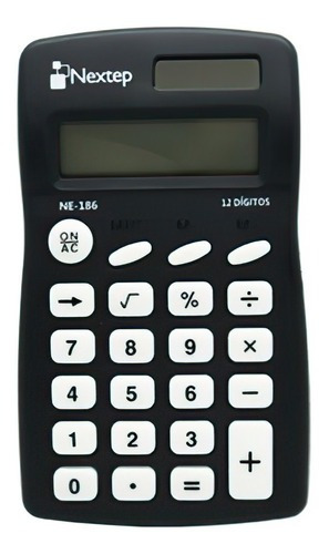 Calculadora Nextep 12 Dígitos Bolsillo Solar Batería N /vc Color Negro