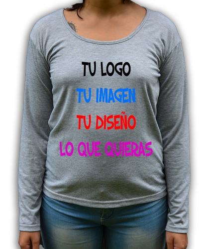 Remera Manga Larga Mujer Estampada La Imagen Que Quieras Tc