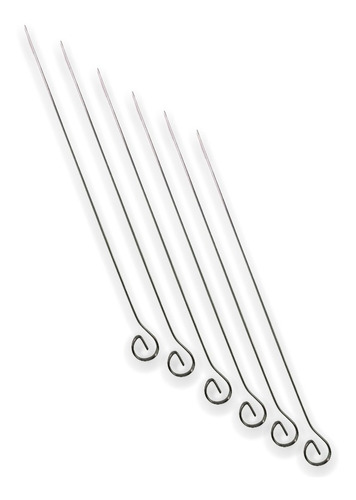 Kit 6 Espetos Inox 30cm P/ Churrasco Espetinho Assar Carne