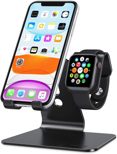 Soporte 2en1 Smartphone-apple Watch, Antideslizante/negro