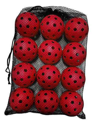 12 Peças Bolas De Pickleball Treinamento Vermelho