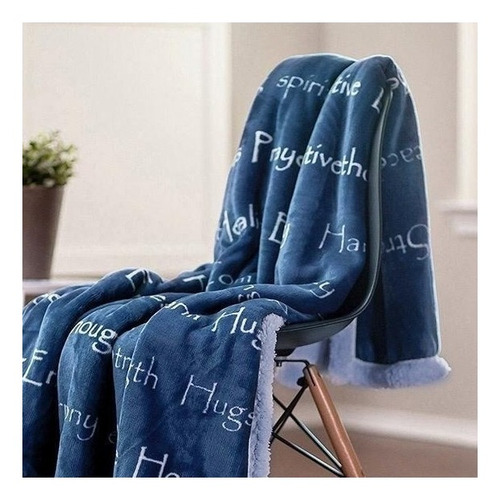 Frazada Mariages Home Málaga "Energía Positiva" Flannel edredón color navy blue de 240cm x 230cm