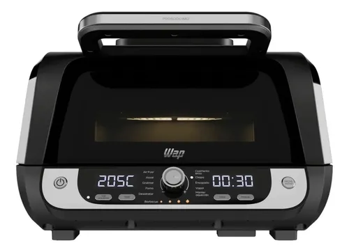 Fritadeira Elétrica Air Fryer WAP Cozinha Barbecue com Painel Digital e 12 Funções Preto e cinza