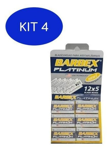 Kit 4 Lamina De Barbear Barbex Platinum Com 60