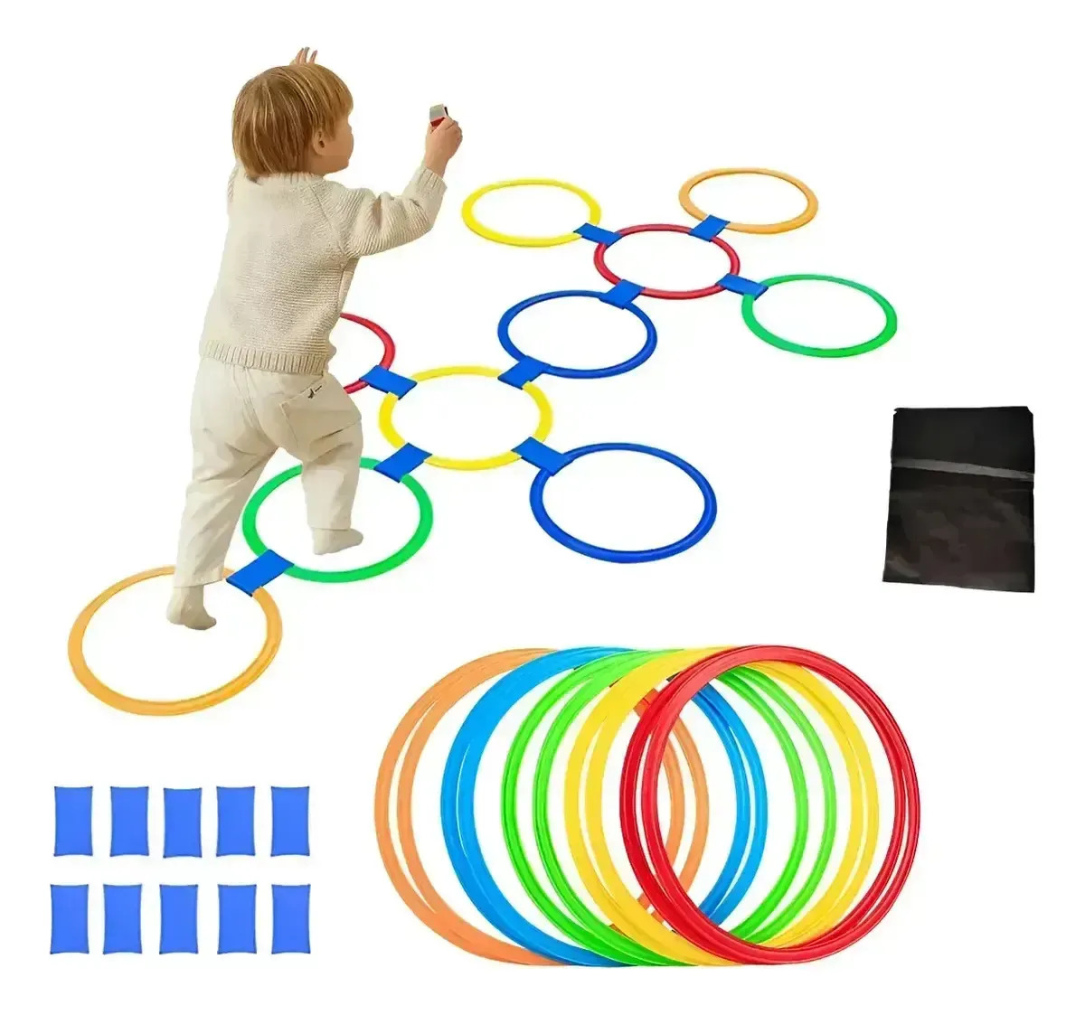 Kit de Entrenamiento Sensorial para Niños con 10 Aros de Agilidad, para Velocidad y Coordinación